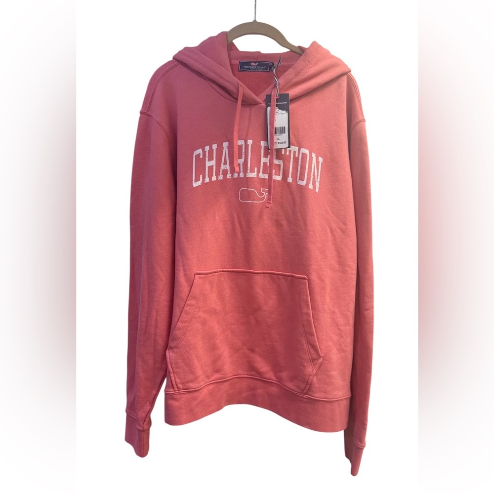 NWT Vineyard Vines Men's Varsity Txt Hoodie Charleston in Jetty Red sz XL